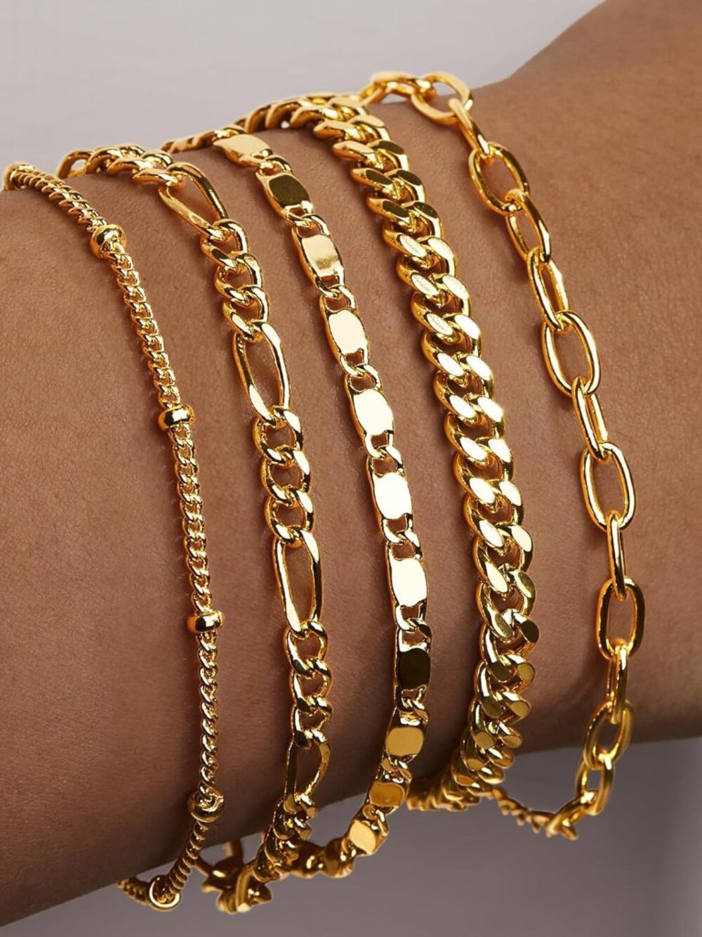 Gold Bracelets Set for Women Non Tarnish Trendy,14K Gold Plated Dainty Stackable - Picture 2 of 10